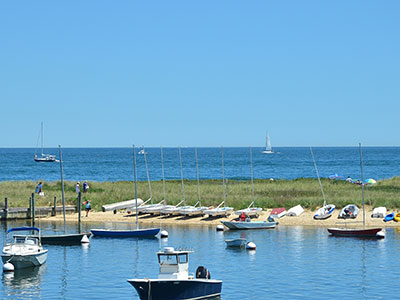 Oak Bluffs Harbor and Nantucket Sound view